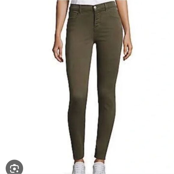 J Brand Mid Rise Super Skinny Jeans In Dark Olive Green - Picture 15 of 15